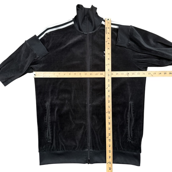 Adidas Originals Velour Trefoil Black White Striped Track Jacket Mens Medium - Picture 11 of 11